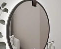 картинка Зеркало круглое Bona коричневый ремень черная рама МДФ